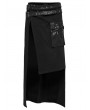 Punk Rave Black Gothic Punk Asymmetrical High-Low Long Kilt Skirt for Men
