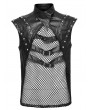 Punk Rave Black Gothic Punk See-Through Mesh Spliced Vest Top for Men