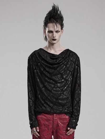 Punk Rave Black Gothic Simple Daily Wear Knitted T-Shirt for Men