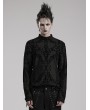 Punk Rave Black Gothic Vintage Flock Printing Knitted Long Sleeve T-Shirt for Men