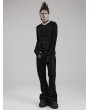 Punk Rave Black Gothic Decadent Knitted Long Sleeve T-Shirt for Men