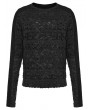 Punk Rave Black Gothic Decadent Knitted Long Sleeve T-Shirt for Men