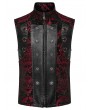 Punk Rave Black and Red Retro Gothic Victorian Jacquard Stand Collar Party Vest for Men