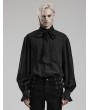 Punk Rave Black Gothic Men's Jacquard Party Shirt with Detachable Bow Tie