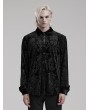 Punk Rave Black Gothic Vintage Embossed Velvet Shirt for Men