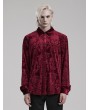 Punk Rave Red Gothic Vintage Embossed Velvet Shirt for Men