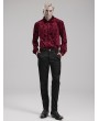 Punk Rave Red Gothic Vintage Embossed Velvet Shirt for Men