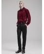 Punk Rave Red Gothic Vintage Embossed Velvet Shirt for Men