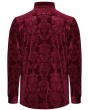 Punk Rave Red Gothic Vintage Embossed Velvet Shirt for Men