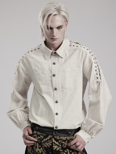 Punk Rave White Gothic Daily Long Sleeve Shirt for Men