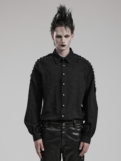 Punk Rave Black Gothic Daily Long Sleeve Shirt for Men