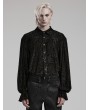 Punk Rave Black Vintage Gothic Dark Gold Printed Button-Up Shirt for Men