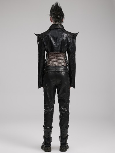 Punk Rave Black Gothic Punk Super Short PU Leather Jacket