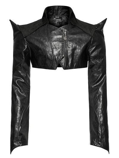 Punk Rave Black Gothic Punk Super Short PU Leather Jacket