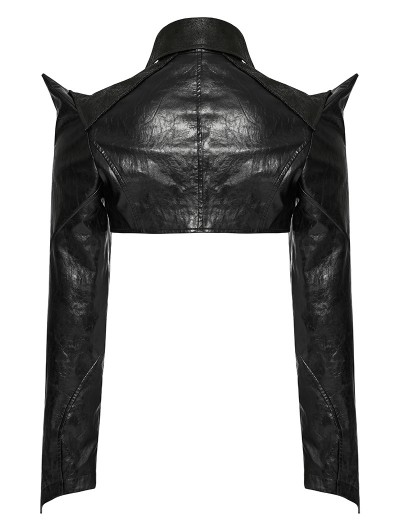 【punk leather jaket short】 Punk Colorblock Casual Short Version Trendy Leather Jacket