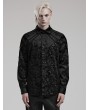 Punk Rave Black Gothic Vintage Embossed Pattern Fit Party Shirt for Men