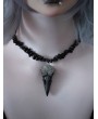 Black Gothic Irregular Beaded Bird Skull Pendant Necklace