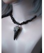 Black Gothic Irregular Beaded Bird Skull Pendant Necklace