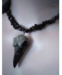 Black Gothic Irregular Beaded Bird Skull Pendant Necklace