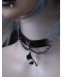 Black Gothic Punk Chain Rose Pendant Faux Leather Choker