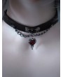 Dark Gothic Red Love Crystal Pendant Faux Leather Choker