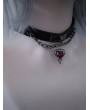 Dark Gothic Red Love Crystal Pendant Faux Leather Choker