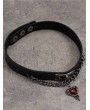 Dark Gothic Red Love Crystal Pendant Faux Leather Choker