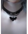 Black Gothic Moth Pendant Punk Chain PU Leather Choker