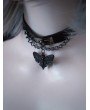 Black Gothic Moth Pendant Punk Chain PU Leather Choker