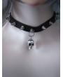 Black and Silver Skull Pendant Rivet Spike Faux Leather Choker