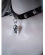 Black and Silver Skull Pendant Rivet Spike Faux Leather Choker