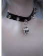 Black and Silver Skull Pendant Rivet Spike Faux Leather Choker