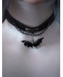 Black Gothic Punk Rock Bat Pendant Faux Leather Choker