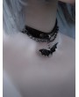 Black Gothic Punk Rock Bat Pendant Faux Leather Choker