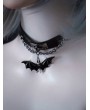 Black Gothic Punk Rock Bat Pendant Faux Leather Choker