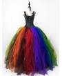 Rose Blooming Colorful Gothic Corset Prom Party Ball Gown Dress