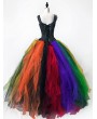 Rose Blooming Colorful Gothic Corset Prom Party Ball Gown Dress