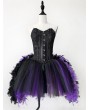 Rose Blooming Black and Purple Gothic Feather Burlesque Corset Short Prom Party Dress