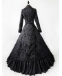 Rose Blooming Black Vintage Two-Pieces Gothic Victorian Coat Ball Gown Dress