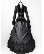Rose Blooming Black Winter Vintage Gothic Victorian Edwardian 2-Pieces Dress Suit