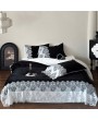 Black and White Gothic Vintage Romantic Lace Trim Comforter Set