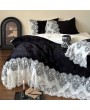 Black and White Gothic Vintage Romantic Lace Trim Comforter Set
