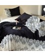 Black and White Gothic Vintage Romantic Lace Trim Comforter Set