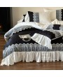 Black and White Vintage Gothic Lace Ruffle Gothic Comforter Set