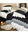 Black and White Vintage Gothic Lace Ruffle Gothic Comforter Set
