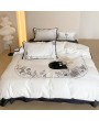 White Gothic Vintage Luxurious Floral Embroidery Comforter Set