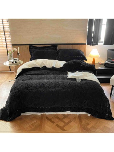Black Gothic Luxurious Embossed Warm Comforter Set