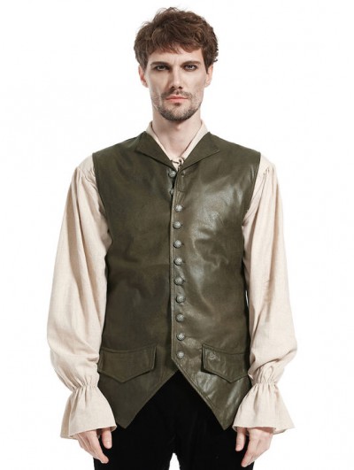 Pentagramme green victorian steampunk gothic pirate vest for men