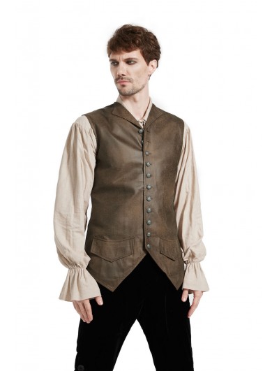 Pentagramme brown victorian steampunk gothic pirate vest for men