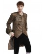 Pentagramme brown vintage steampunk gothic mid-length coat for men